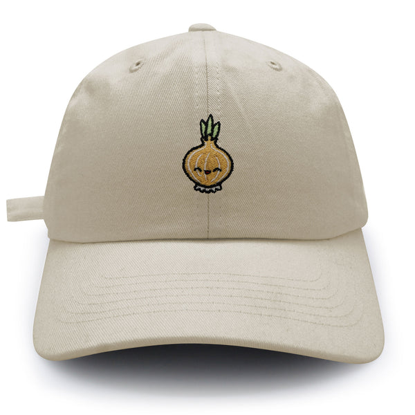 Smiling Onion Dad Hat Embroidered Baseball Cap Vegan Vegetable