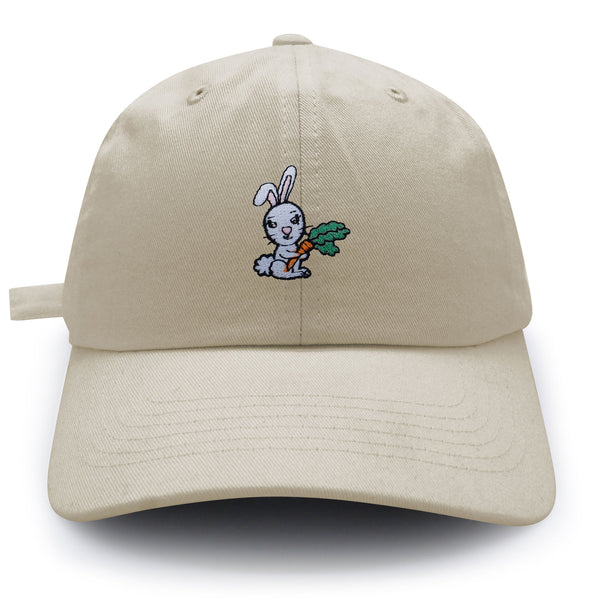 Bunny with Carrot Dad Hat Embroidered Baseball Cap Cute