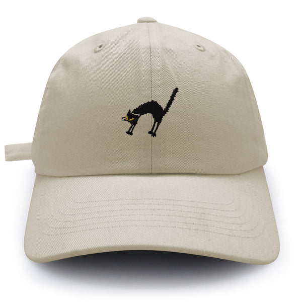 Scared Cat Dad Hat Embroidered Baseball Cap Black Cat