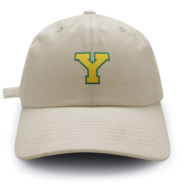 Initial Y College Letter Dad Hat Embroidered Baseball Cap Yellow Alphabet