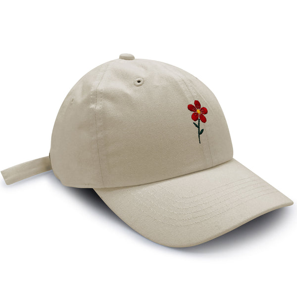 Red Flower Dad Hat Embroidered Baseball Cap Floral