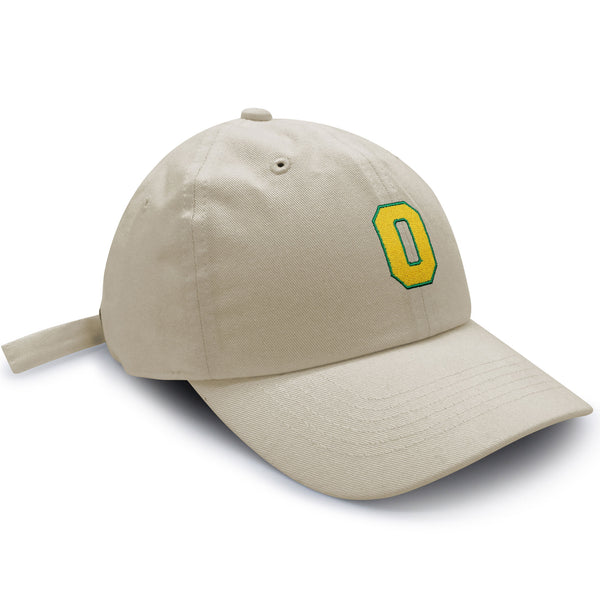 Initial O College Letter Dad Hat Embroidered Baseball Cap Yellow Alphabet