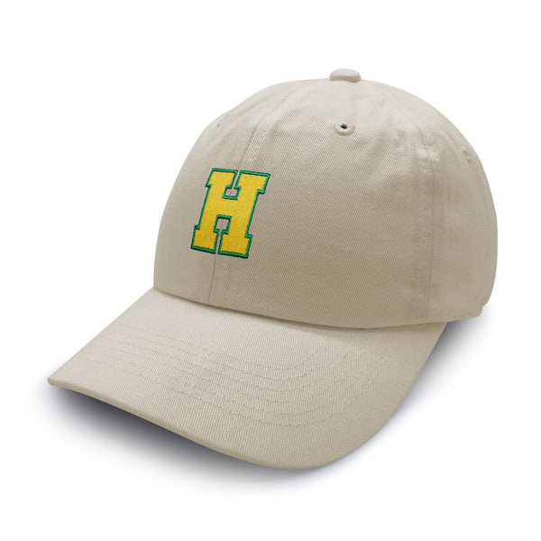 Initial H College Letter Dad Hat Embroidered Baseball Cap Yellow Alphabet