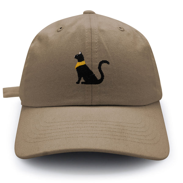 Black Egyptian Cat Dad Hat Embroidered Baseball Cap Kitty