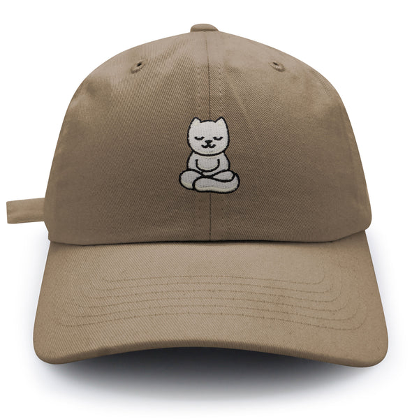 Meditating Cat Dad Hat Embroidered Baseball Cap Yoga Statue