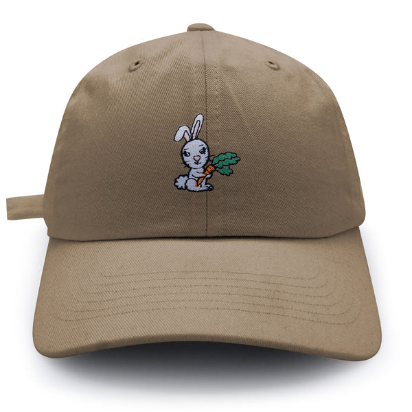 Bunny with Carrot Dad Hat Embroidered Baseball Cap Cute