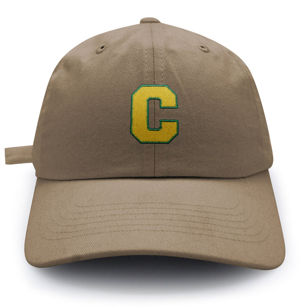 Initial C College Letter Dad Hat Embroidered Baseball Cap Yellow Alphabet