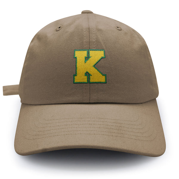 Initial K College Letter Dad Hat Embroidered Baseball Cap Yellow Alphabet