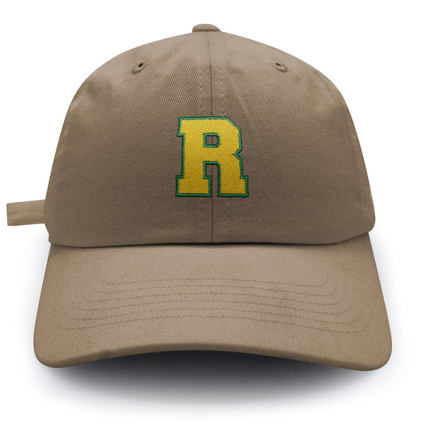 Initial R College Letter Dad Hat Embroidered Baseball Cap Yellow Alphabet
