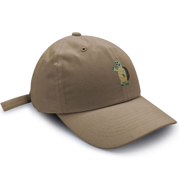 Turtle Hi! Dad Hat Embroidered Baseball Cap Turtle Standing Up