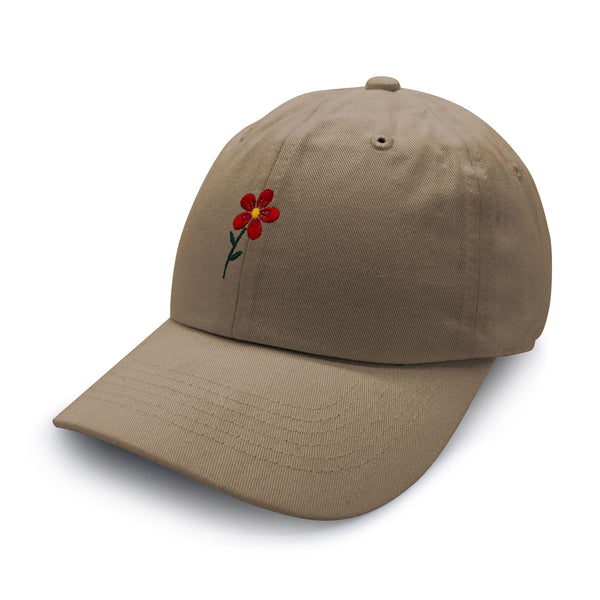 Red Flower Dad Hat Embroidered Baseball Cap Floral