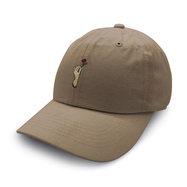 Rose Holding Hand Dad Hat Embroidered Baseball Cap Rose