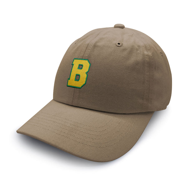 Initial B College Letter Dad Hat Embroidered Baseball Cap Yellow Alphabet