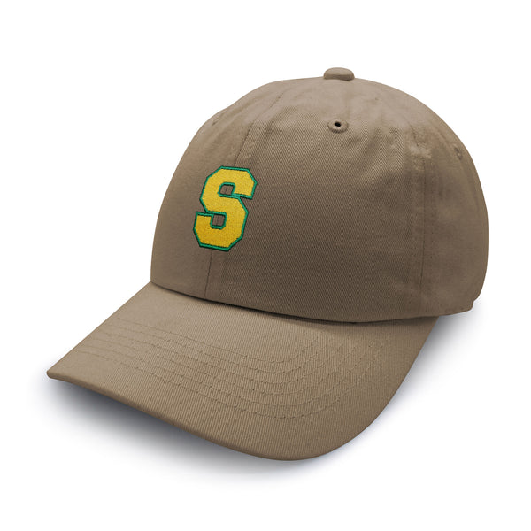 Initial S College Letter Dad Hat Embroidered Baseball Cap Yellow Alphabet