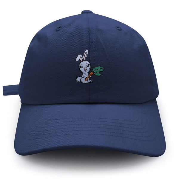 Bunny with Carrot Dad Hat Embroidered Baseball Cap Cute