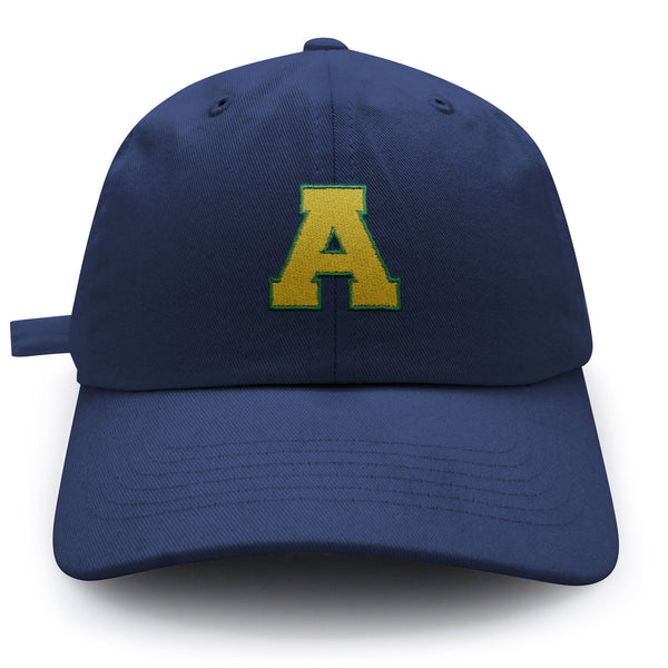 Initial A College Letter Dad Hat Embroidered Baseball Cap Yellow Alphabet