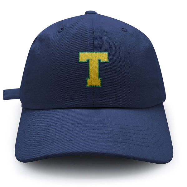 Initial T College Letter Dad Hat Embroidered Baseball Cap Yellow Alphabet
