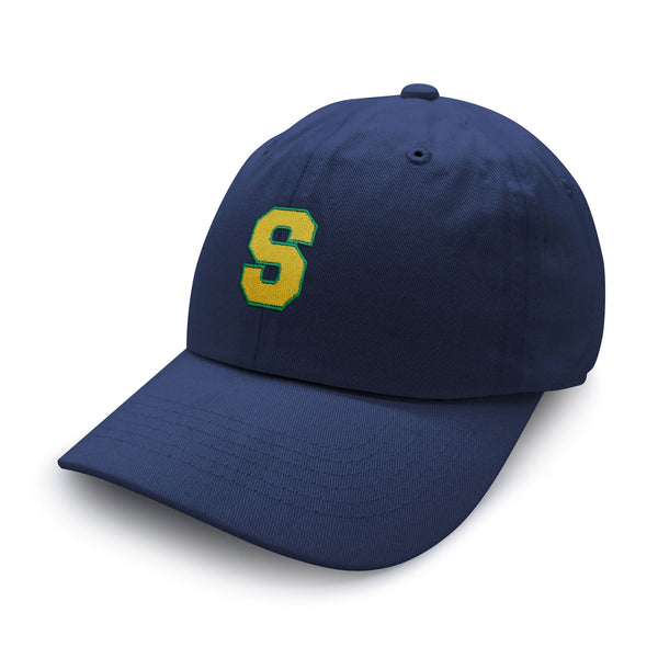 Initial S College Letter Dad Hat Embroidered Baseball Cap Yellow Alphabet