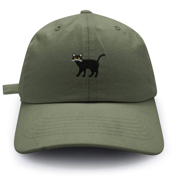 Black Cat Dad Hat Embroidered Baseball Cap Cute Kitty