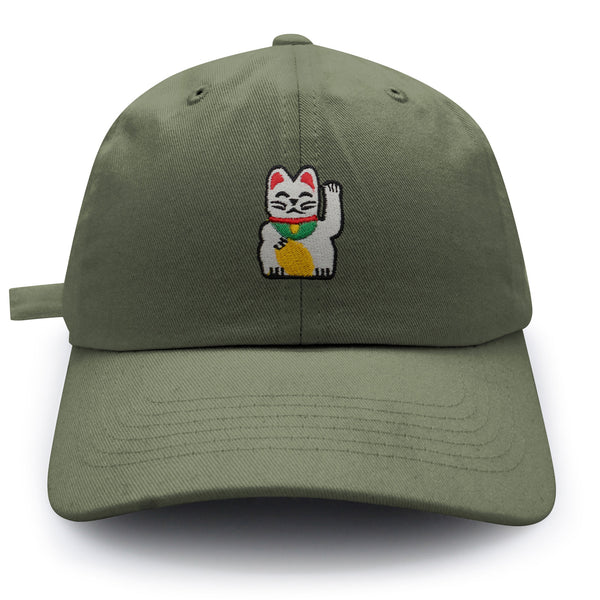 Waving Cat Dad Hat Embroidered Baseball Cap Japanese Statue