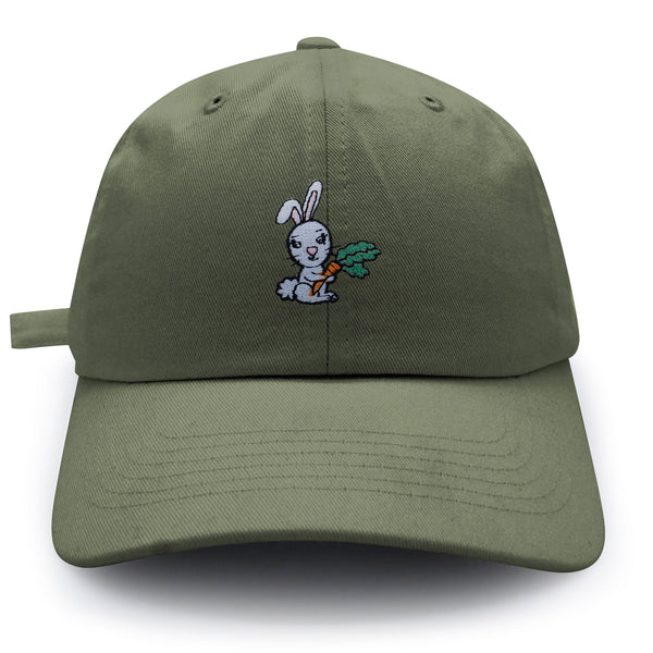 Bunny with Carrot Dad Hat Embroidered Baseball Cap Cute