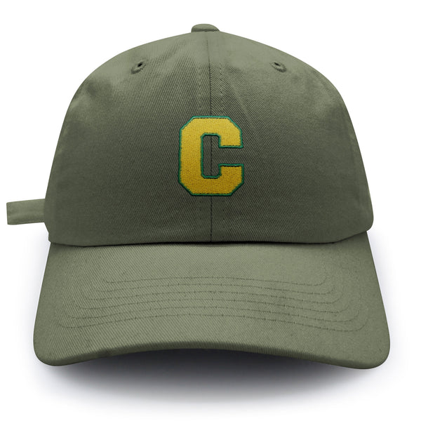 Initial C College Letter Dad Hat Embroidered Baseball Cap Yellow Alphabet