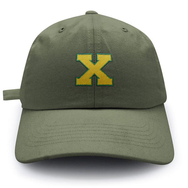 Initial X College Letter Dad Hat Embroidered Baseball Cap Yellow Alphabet