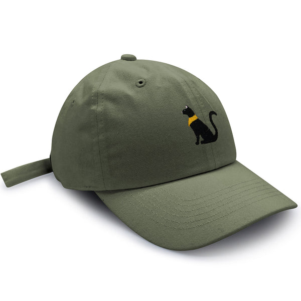 Black Egyptian Cat Dad Hat Embroidered Baseball Cap Kitty