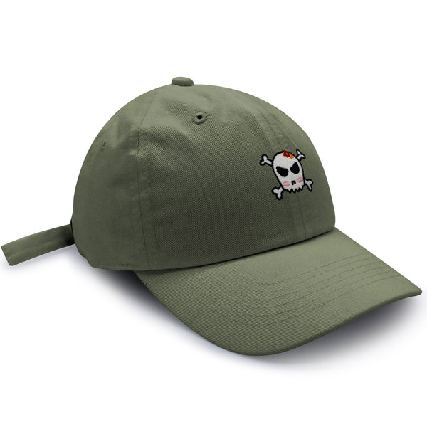 Skull Dad Hat Embroidered Baseball Cap Ribbon Girly