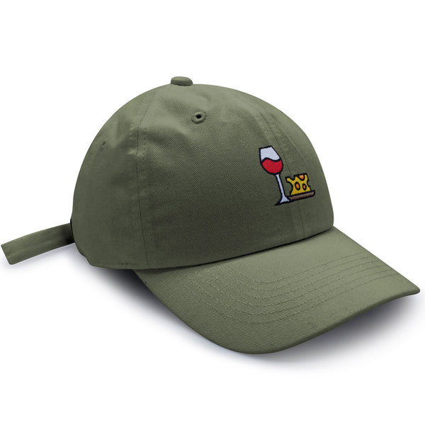 Wine and Cheese Dad Hat Embroidered Baseball Cap Winery Logo
