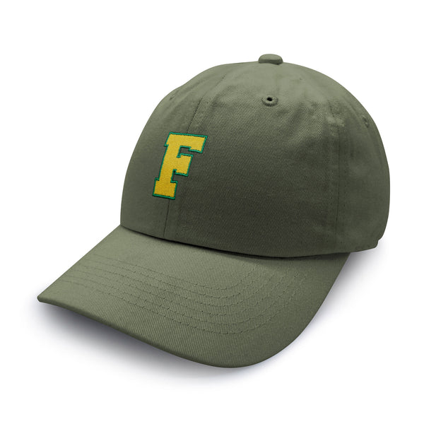 Initial F College Letter Dad Hat Embroidered Baseball Cap Yellow Alphabet