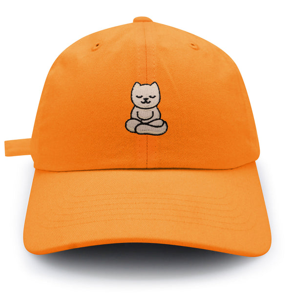 Meditating Cat Dad Hat Embroidered Baseball Cap Yoga Statue