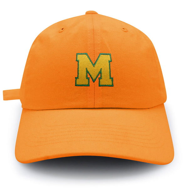 Initial M College Letter Dad Hat Embroidered Baseball Cap Yellow Alphabet