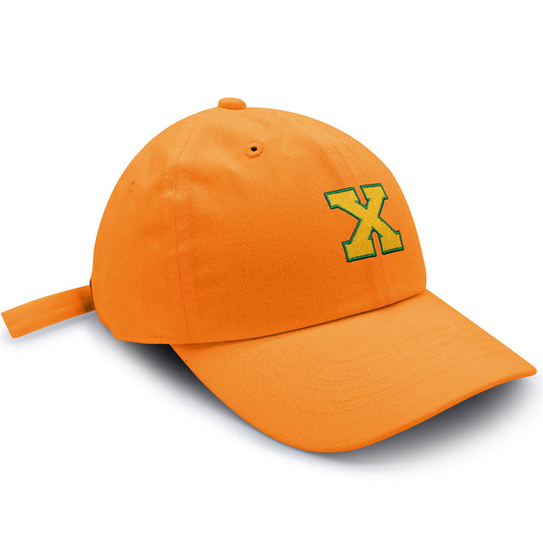 Initial X College Letter Dad Hat Embroidered Baseball Cap Yellow Alphabet