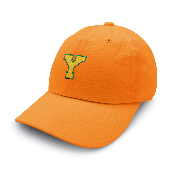 Initial Y College Letter Dad Hat Embroidered Baseball Cap Yellow Alphabet