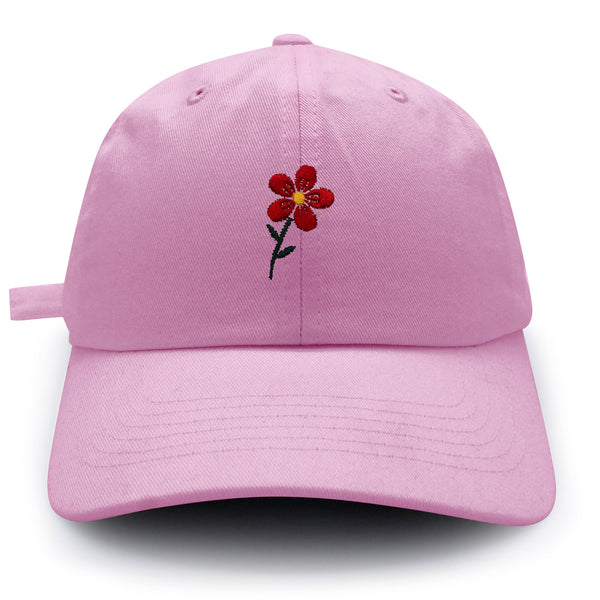 Red Flower Dad Hat Embroidered Baseball Cap Floral