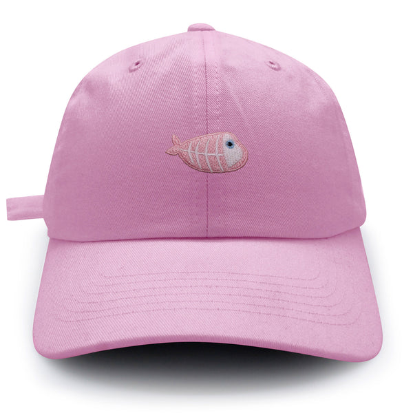 Fishbone Dad Hat Embroidered Baseball Cap Pink Bone