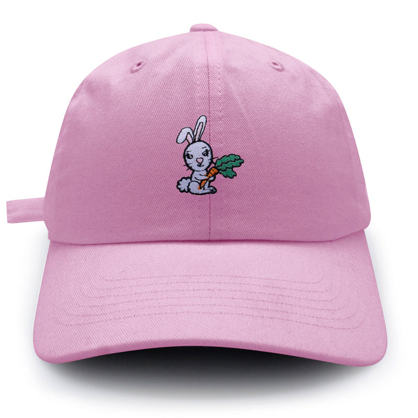 Bunny with Carrot Dad Hat Embroidered Baseball Cap Cute