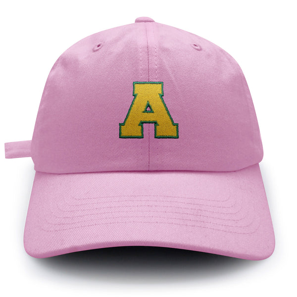 Initial A College Letter Dad Hat Embroidered Baseball Cap Yellow Alphabet