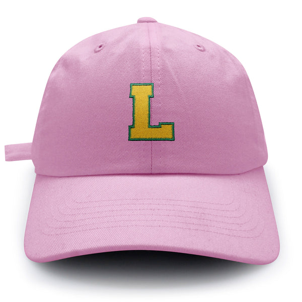 Initial L College Letter Dad Hat Embroidered Baseball Cap Yellow Alphabet