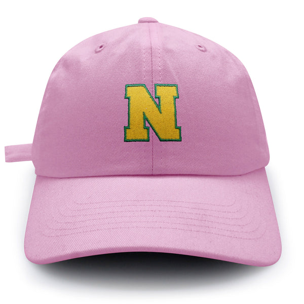 Initial N College Letter Dad Hat Embroidered Baseball Cap Yellow Alphabet