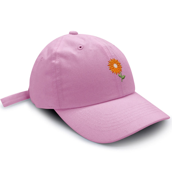 Orange Flower Dad Hat Embroidered Baseball Cap Floral