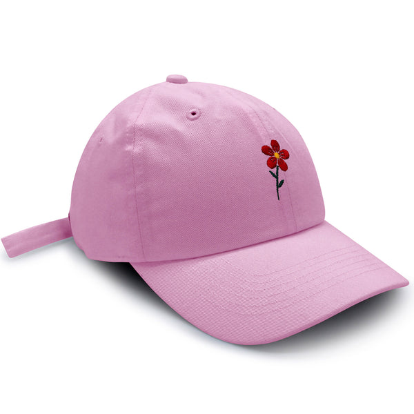 Red Flower Dad Hat Embroidered Baseball Cap Floral