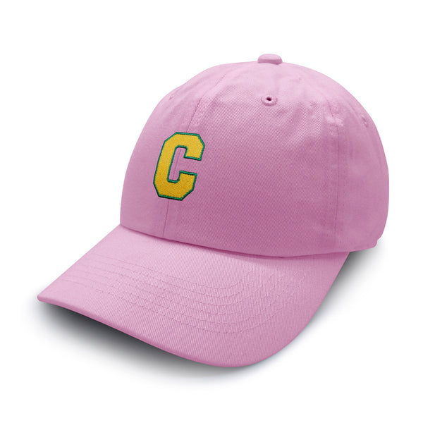 Initial C College Letter Dad Hat Embroidered Baseball Cap Yellow Alphabet