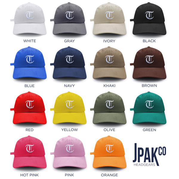 Old English Letter T Dad Hat Embroidered Baseball Cap English Alphabet