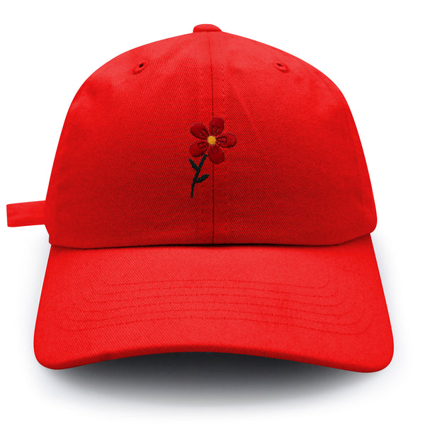 Red Flower Dad Hat Embroidered Baseball Cap Floral