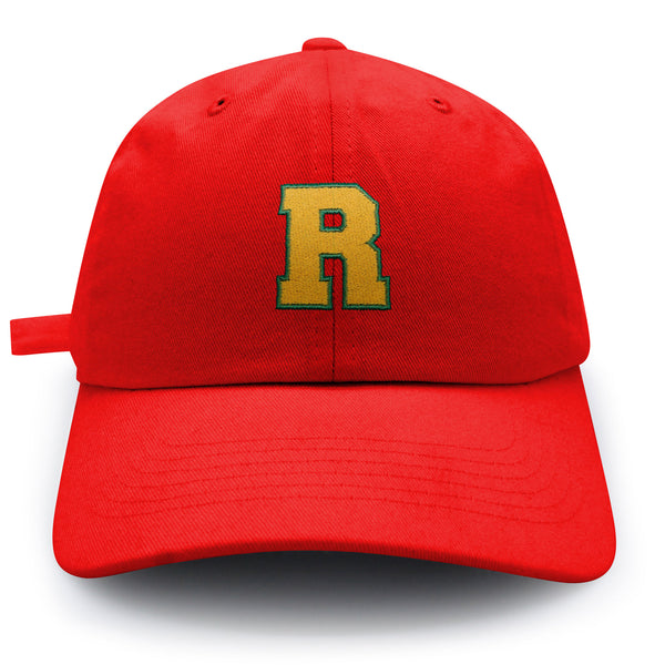 Initial R College Letter Dad Hat Embroidered Baseball Cap Yellow Alphabet