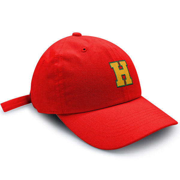 Initial H College Letter Dad Hat Embroidered Baseball Cap Yellow Alphabet