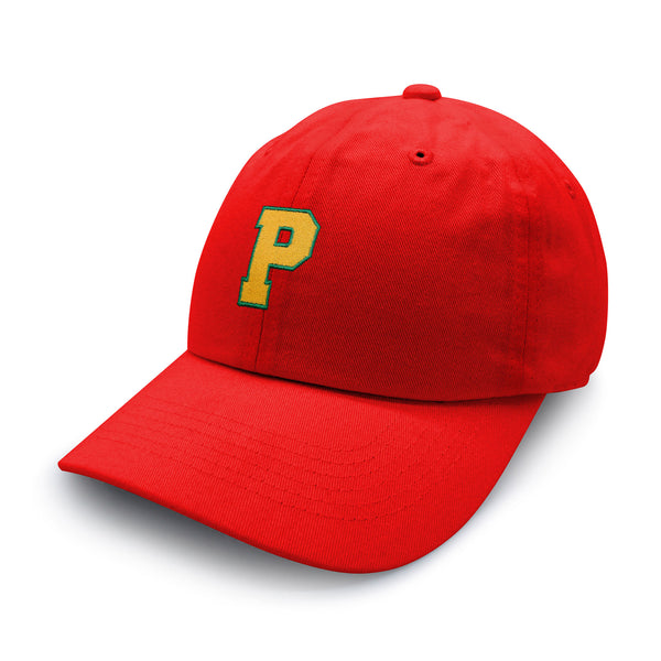 Initial P College Letter Dad Hat Embroidered Baseball Cap Yellow Alphabet