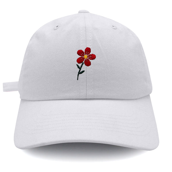 Red Flower Dad Hat Embroidered Baseball Cap Floral